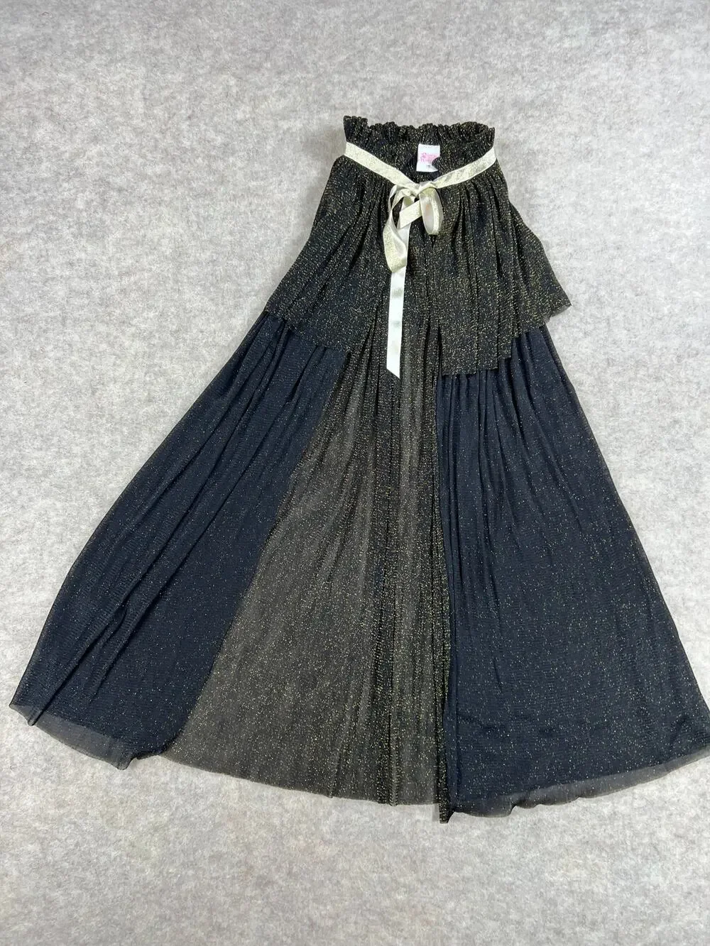 Ric Rac & Ruffles Black Gold Shimmer Witch Cape One Size 29.5